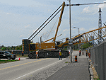 A giant new crane moved into place at Upper Niagara River construction site