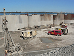 Cofferdam at water intake construction site