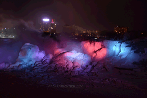 Icy American Falls Illuminated