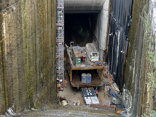 One of the last segments of the Invert Bridge being prepared for lifting