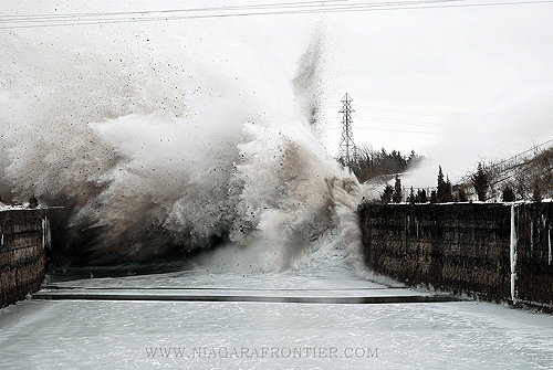 A controlled explosion of the rock plug into Feeder Canal 