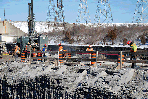 Castonguay Blasting Crew preparing rock plug