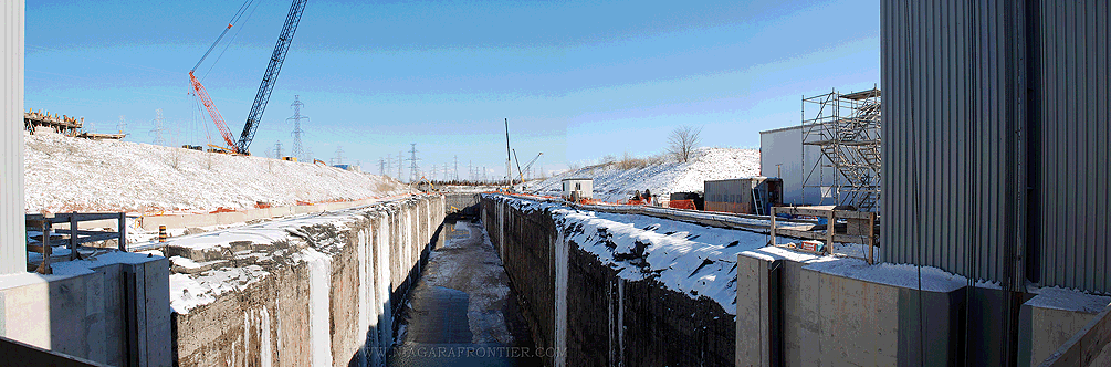 The Tunnel Outlet Channel facing East from the Gate towards the Rock Plug