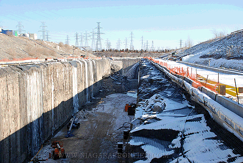 tunnel outlet channel facing East towards rocks plug