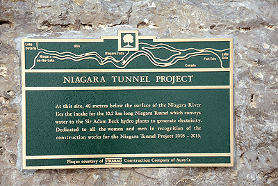 Niagara Tunnel Project Dedication Plaque
