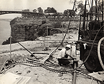 US Army Corps of Engineers drilling on river bed 